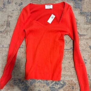 Old Navy Vibrant Red Ribbed Top